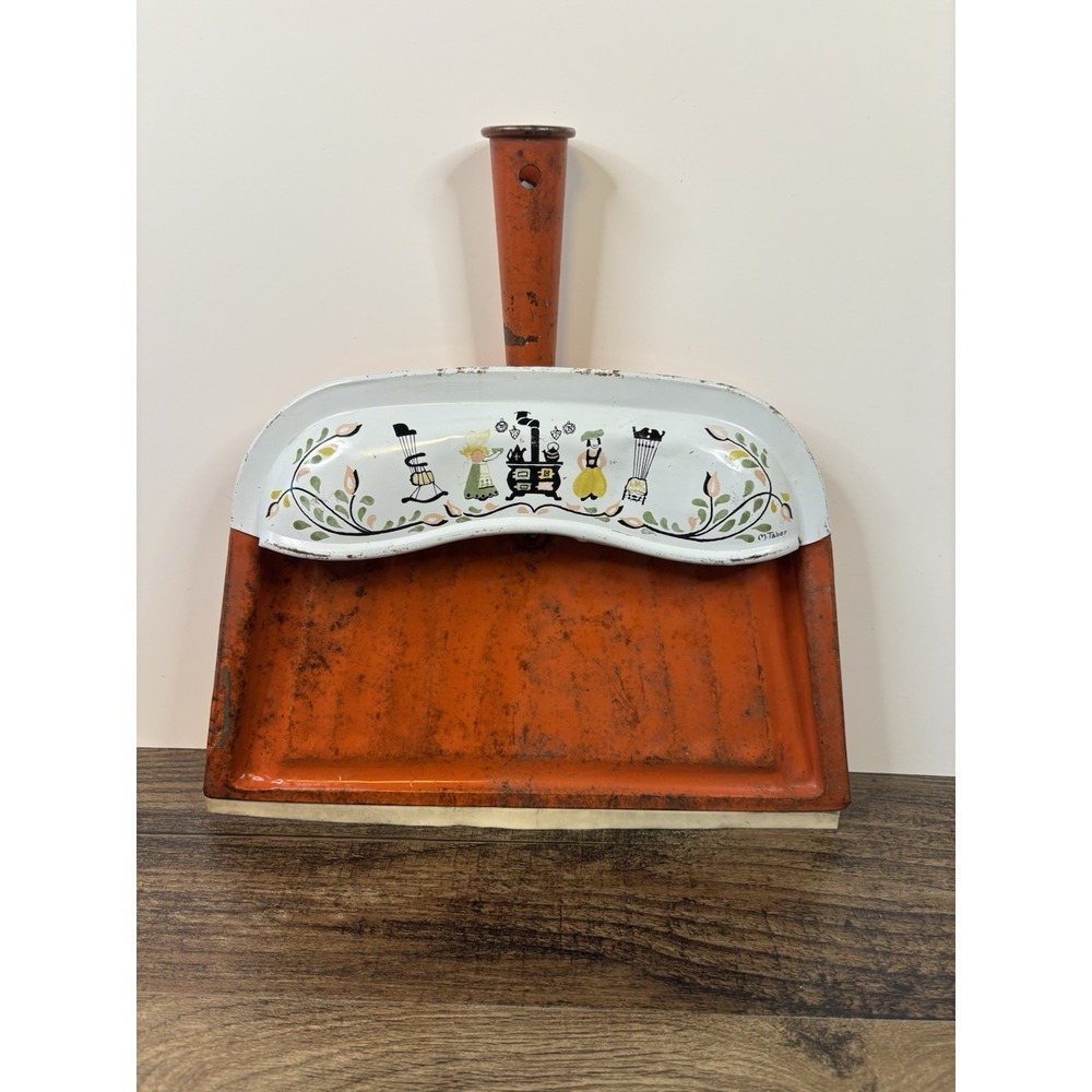 VTG J.V. Reed Dutch Amish Metal Dustpan Grannycore Cottagecore Farmhouse USA